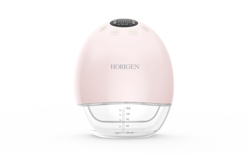 HORIGEN Pink Electric Hands Free Breast Pump Wearable Low Noise Breastfeeding Strong Suction 4 Functions & 9 Levels