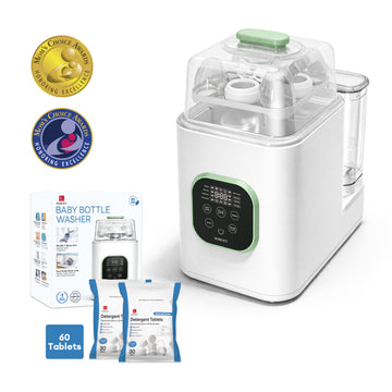 Horigen Baby Bottle Washer, One-Touch Auto Bottle Cleaner & Sterilizer Dryer, Pump Parts Cleaning, 19 Cleaning Combinations, Self-Clean, Fast 19-Min Wash