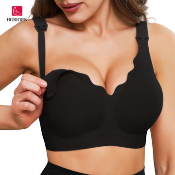 HORIGEN HL-144WX Wireless Nursing Bras for Breastfeeding & Pumping, Seamless Maternity Bra with Removable Pads, Breathable Everyday Wear for Women S-XXL