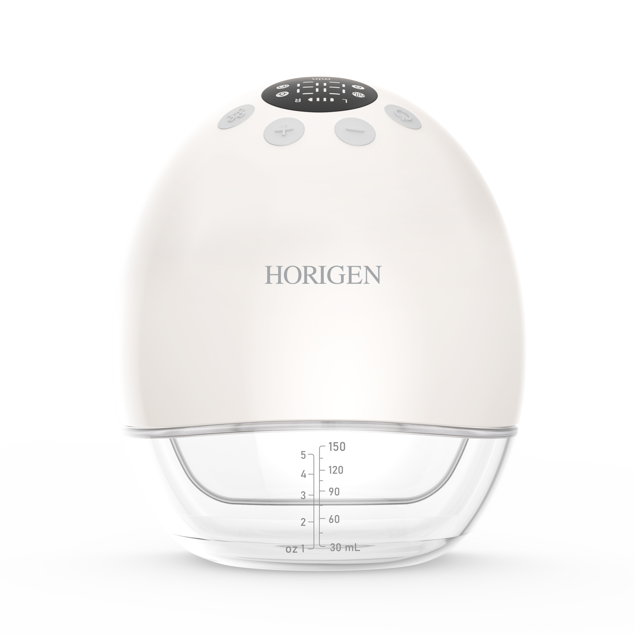 HORIGEN Off-White Electric Hands Free Breast Pump Wearable Low Noise Breastfeeding Strong Suction 4 Functions & 9 Levels