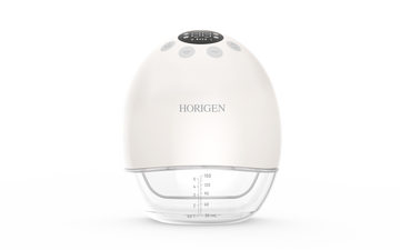 HORIGEN Off-White Electric Hands Free Breast Pump Wearable Low Noise Breastfeeding Strong Suction 4 Functions & 9 Levels