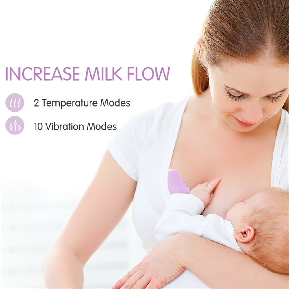 Horigen Breast Lactation Massager Vibration Heat  2 in 1 Relieve Clogged Ducts Improve Milk Flow for Breastfeeding