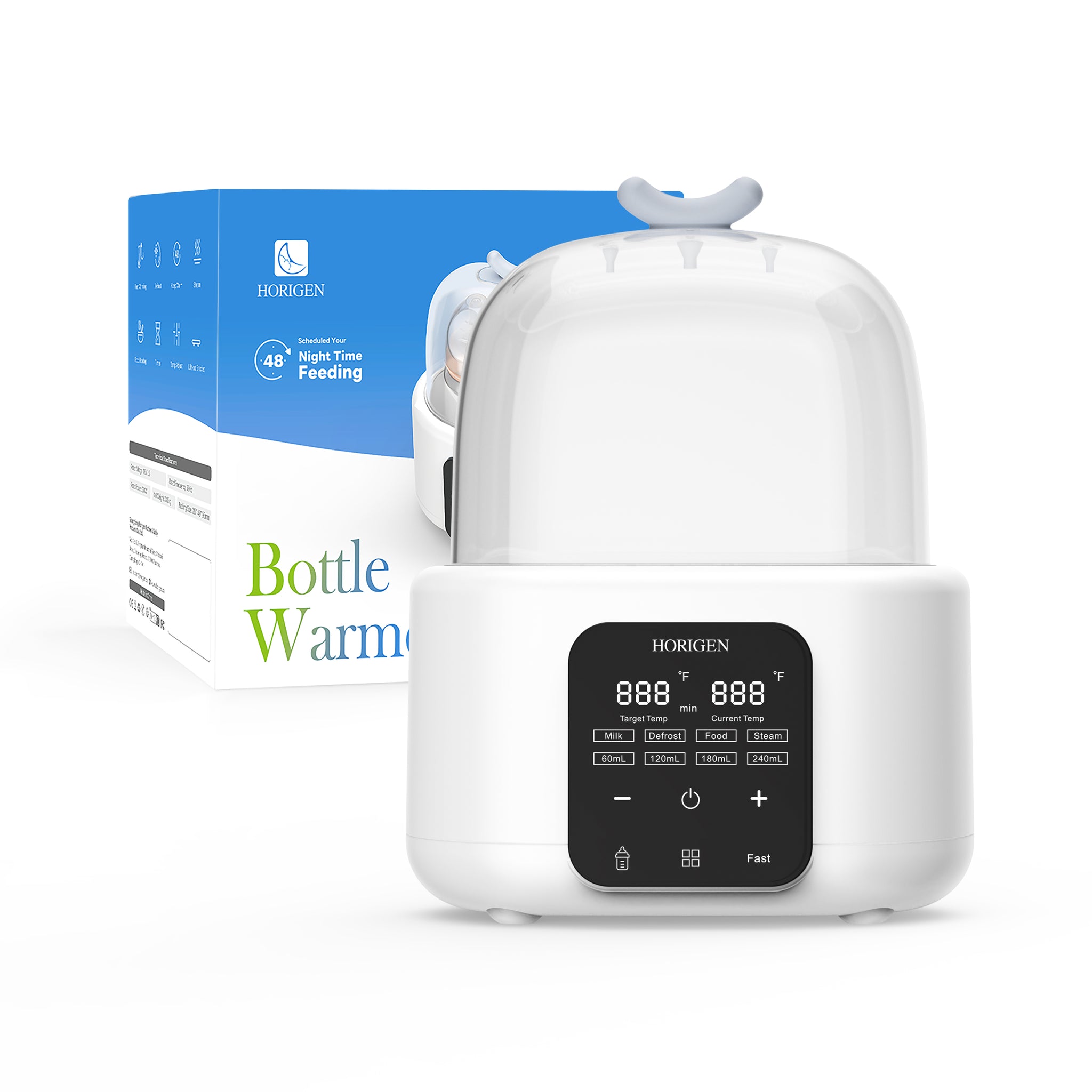 Horigen Double 10-In-1 Baby Bottle Warmer with Smart Temperature Control, Heat Baby Food Quickly, Steam Sterilizer, Keep 48h for Breastmilk
