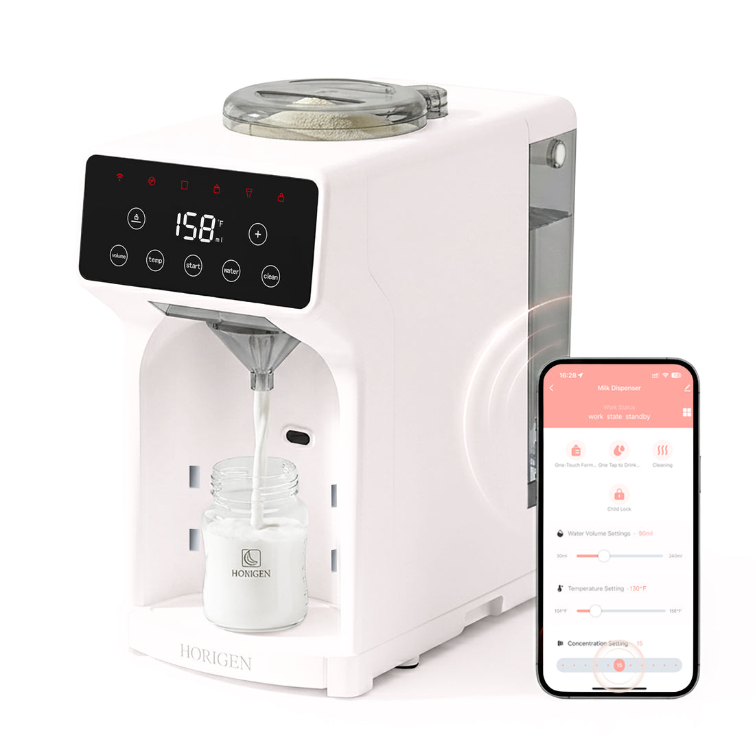 Formlas Machine HORIGEN Automatic Baby Formula Maker with App Control, Smart Formula D