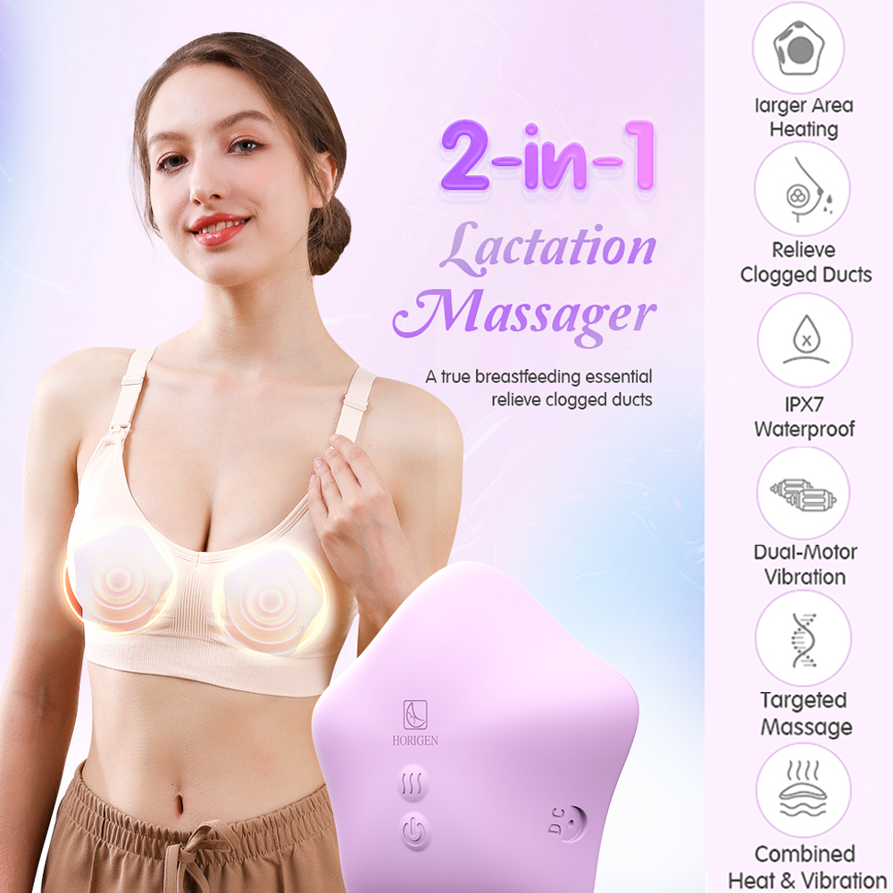 Pro Lactation Massager, Silicone Breast Massager Breastfeeding w 2 heat  levels