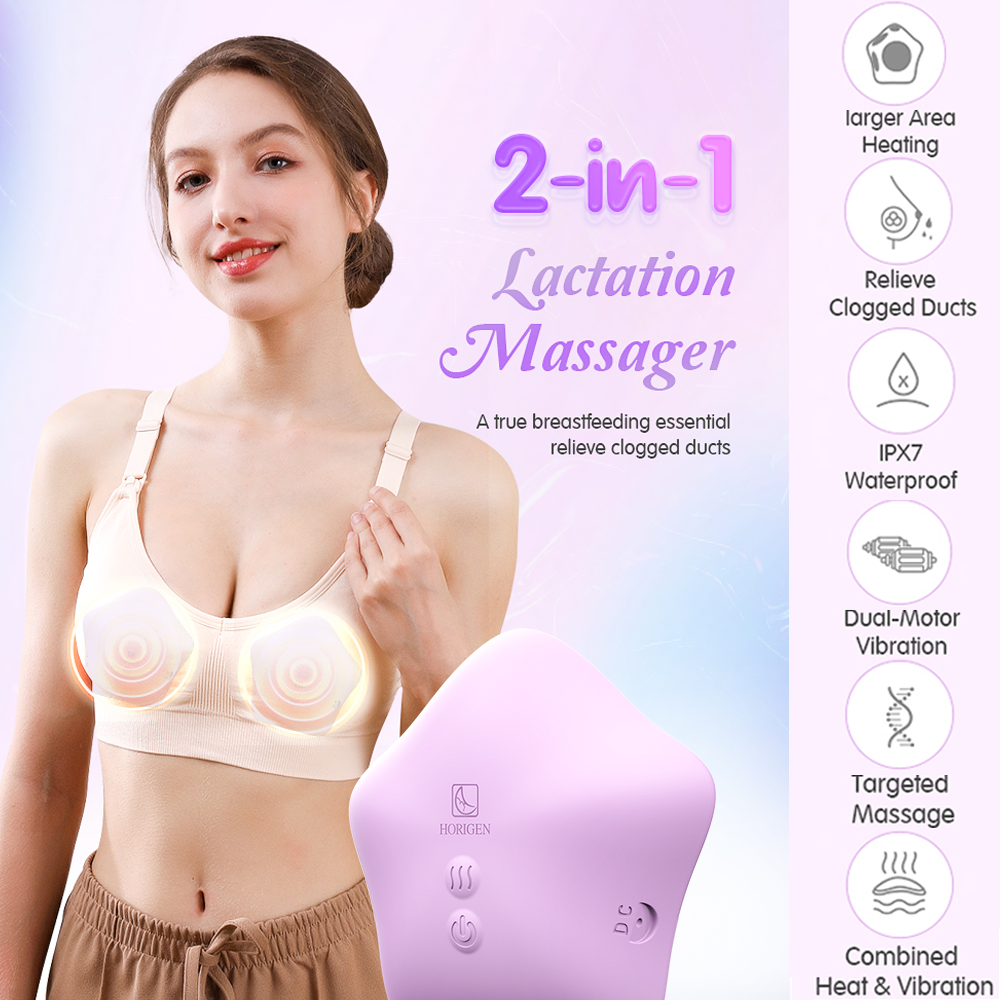 Horigen Breast Lactation Massager Vibration Heat 2 in 1 Relieve Clogge –  HORIGEN