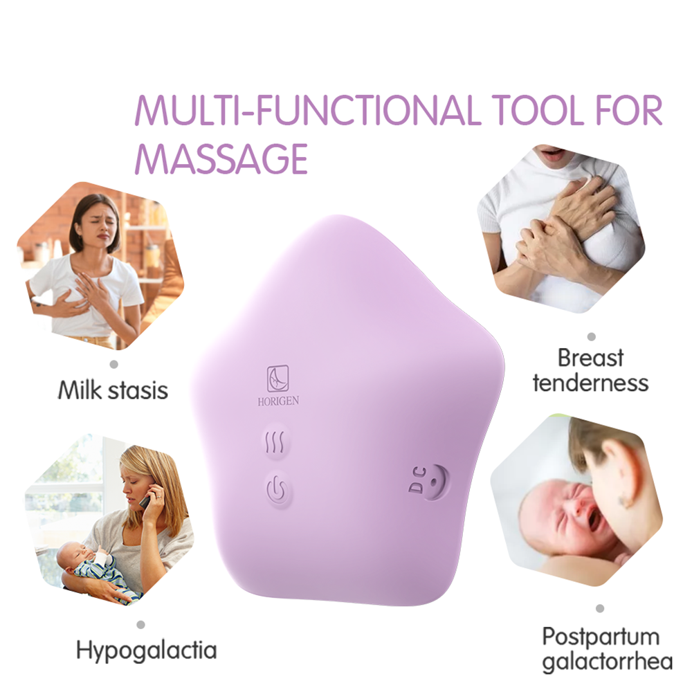 Warming Lactation Massager Soft Silicone Electric Breast Massager for  Breastfeeding for Improved Postpartum Milk Flow